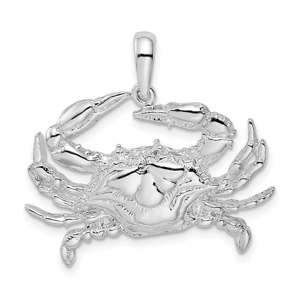 Sterling Silver Polished Blue Crab Pendant QC9981