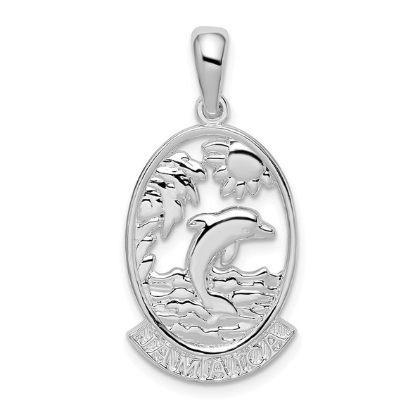 Sterling Silver Polished Jamaica Dolphin Sunset Pendant
