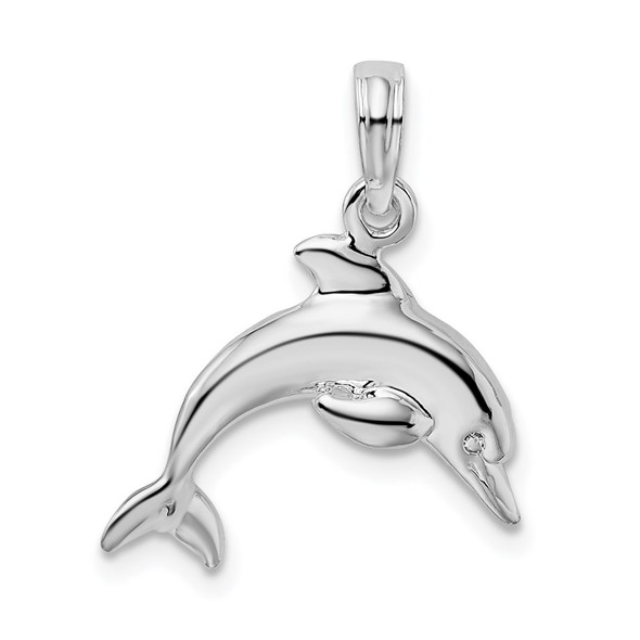 Sterling Silver Polished 3D Jumping Dolphin Pendant QC9854