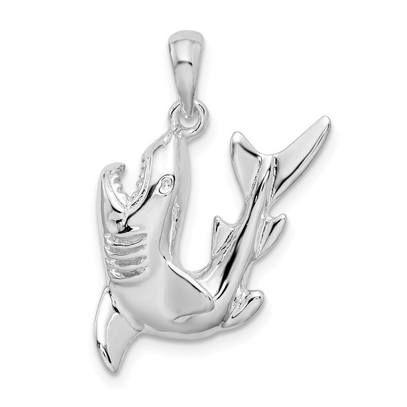 Sterling Silver Polished Jumping Shark Pendant