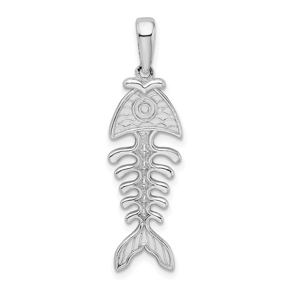 Sterling Silver Polished/Textured 3D Fishbone Pendant