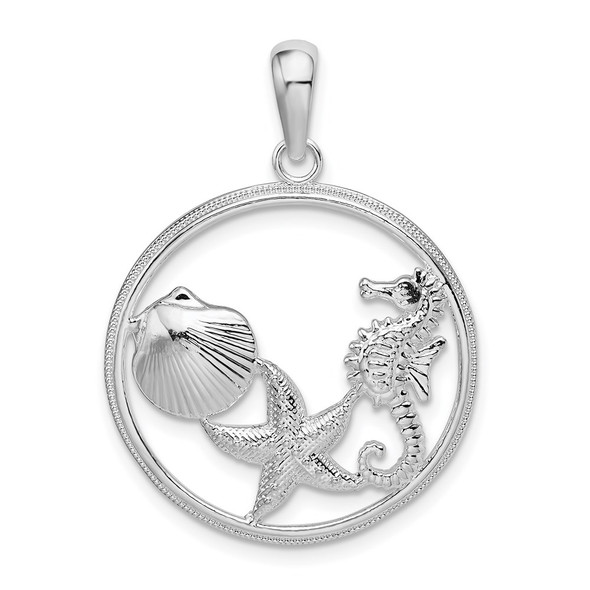 Sterling Silver Polished Sea Life Round Pendant