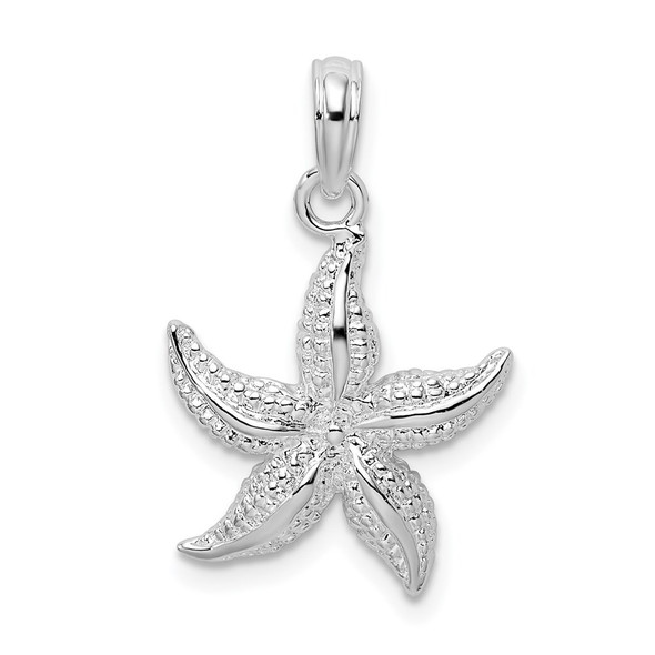 Sterling Silver Polished/Textured Starfish Pendant QC10064