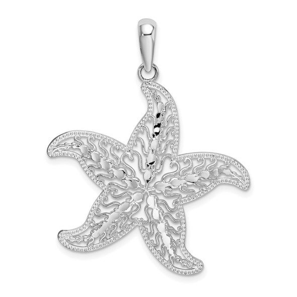 Sterling Silver Polished Filigree Starfish Pendant