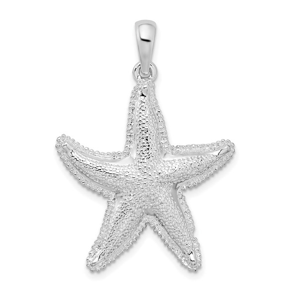 Sterling Silver Polished Textured Starfish Pendant QC9994