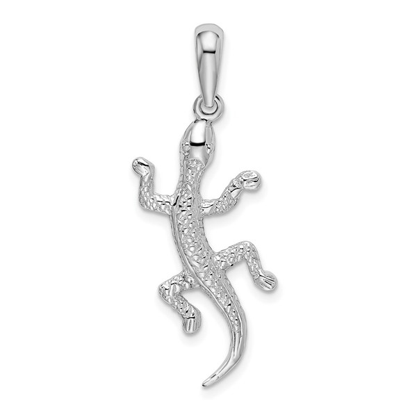 Sterling Silver Polished/Textured Gecko Pendant