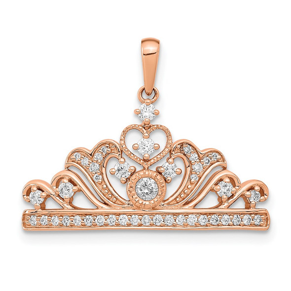 14k Rose Gold Polished Diamond Tiara Pendant