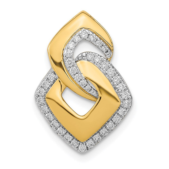 14k Yellow Gold Polished Diamond Fancy Shaped Chain Slide Pendant