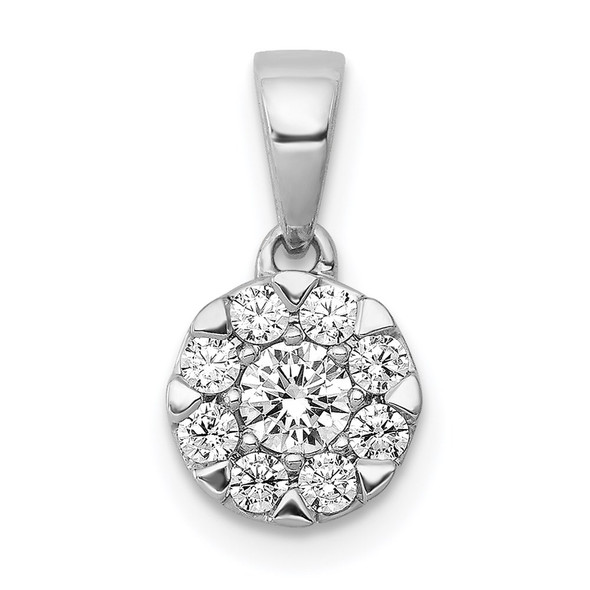 14k White Gold 1/3ctw. Diamond Circle Cluster Pendant