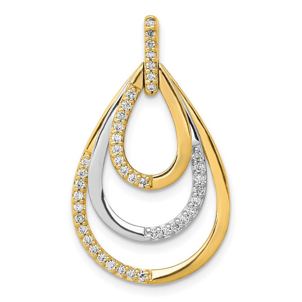 14k Two-tone Gold Polished 1/4ctw. Diamond Triple Teardrop Pendant