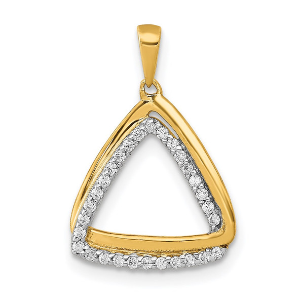 14k Yellow Gold 1/6ctw. Diamond Double Triangle Pendant