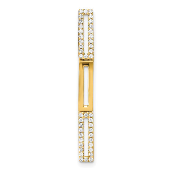 14k Yellow Gold Polished Rectangle Link Diamond Chain Slide Pendant