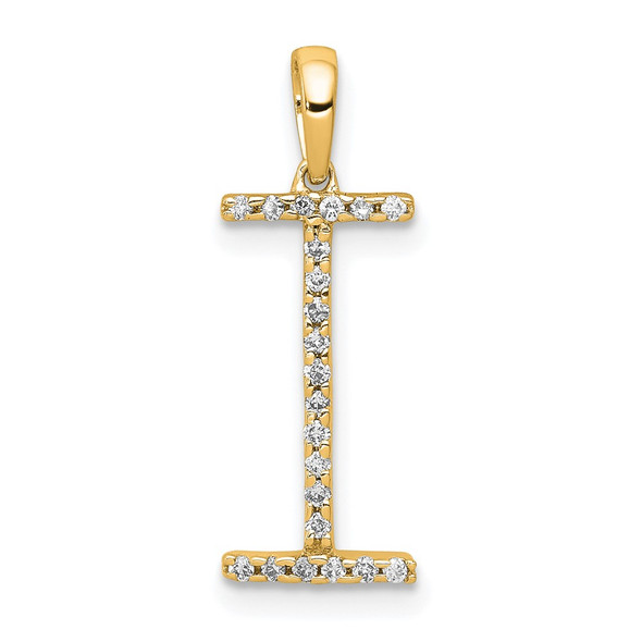 14k Yellow Gold Diamond Letter I Initial Pendant