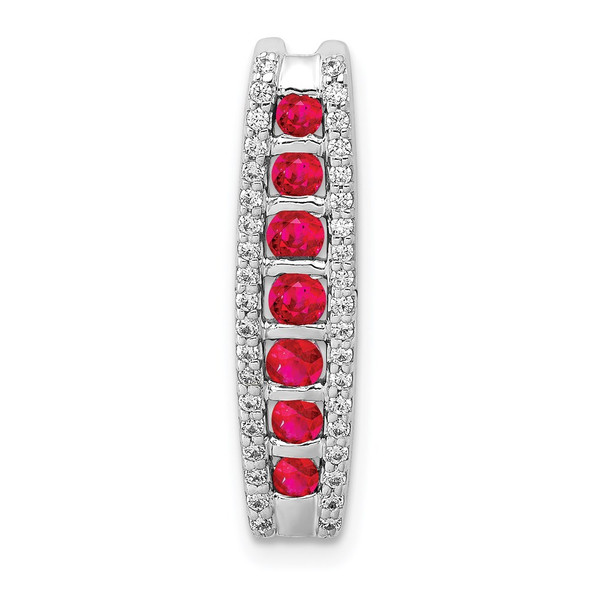 14k White Gold Diamond and .36ctw Ruby Fancy Chain Slide Pendant