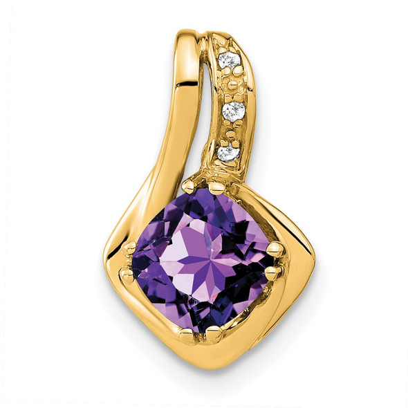 14k Yellow Gold Amethyst and Diamond Pendant PM7117-AM-002-YA