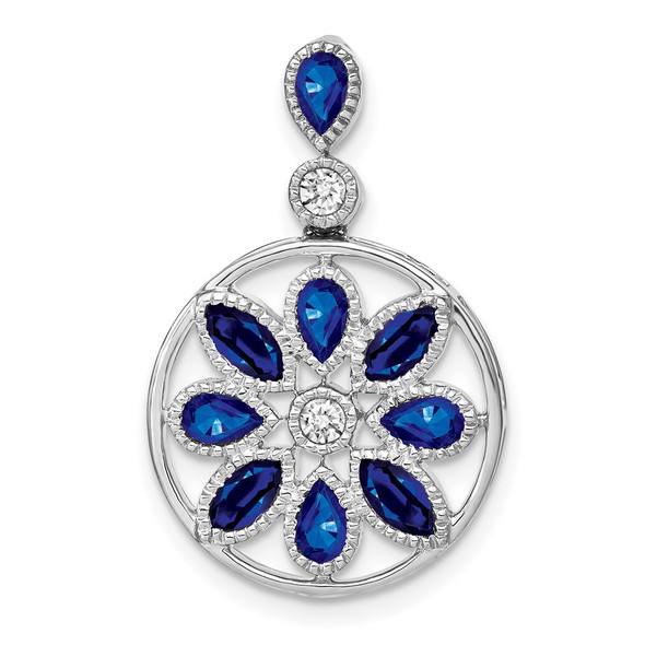 14k White Gold Sapphire and Diamond Pendant PM7205-SA-009-WA