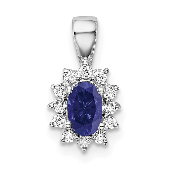 Sterling Silver Rhodium-plated CZ/Lab Created Sapphire Pendant