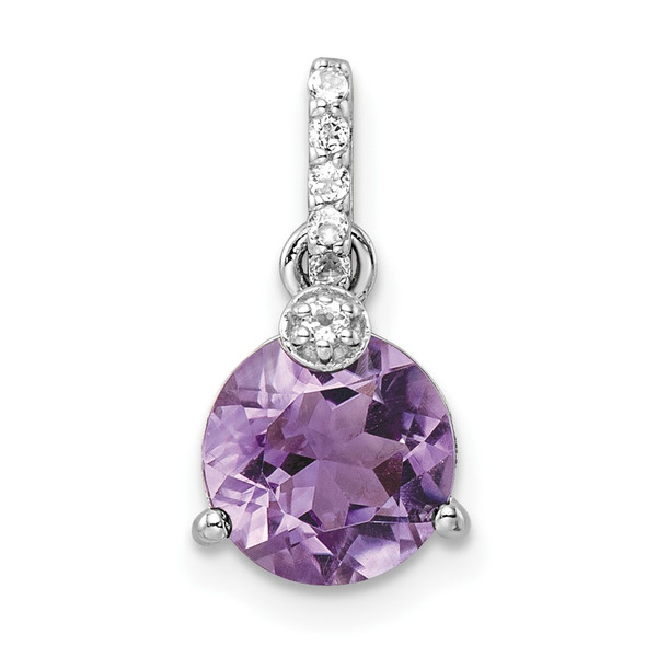 Sterling Silver Rhodium-plated Circle 1.47 Amethyst/White Topaz Pendant