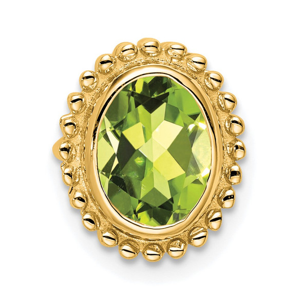 14k Yellow Gold Oval Peridot Chain Slide Pendant