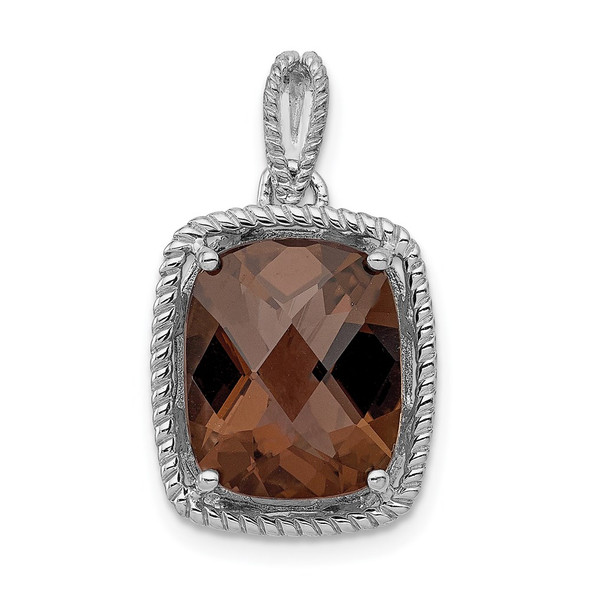 Sterling Silver Rhodium-plated Smoky Quartz Pendant QP2915SQ