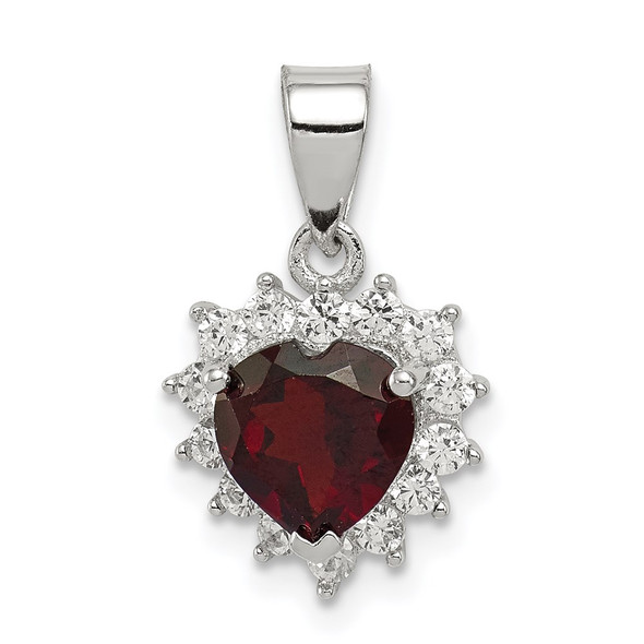 Sterling Silver Garnet & CZ Pendant