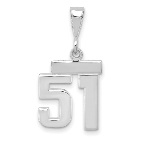 14k White Gold Small Polished Number 51 Pendant