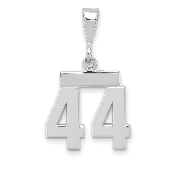 14k White Gold Small Polished Number 44 Pendant