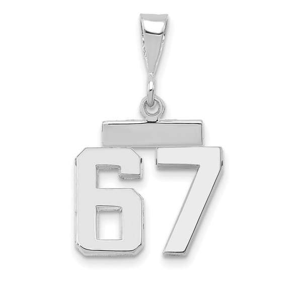 14k White Gold Small Polished Number 67 Pendant