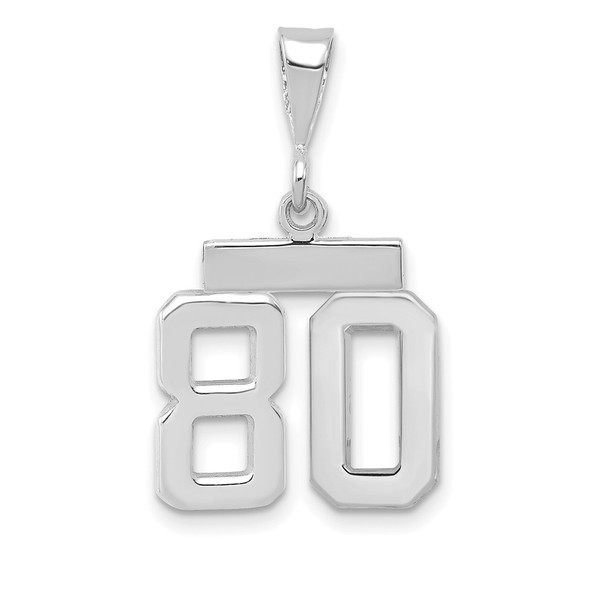14k White Gold Small Polished Number 80 Pendant