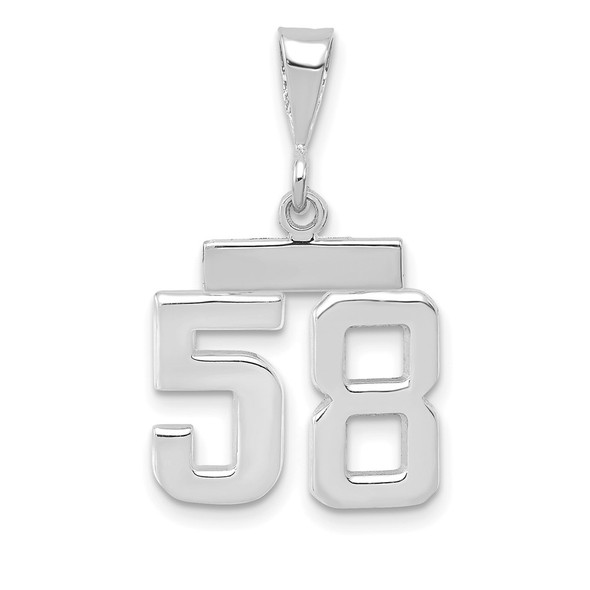 14k White Gold Small Polished Number 58 Pendant