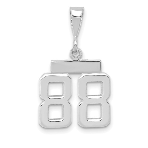 14k White Gold Small Polished Number 88 Pendant