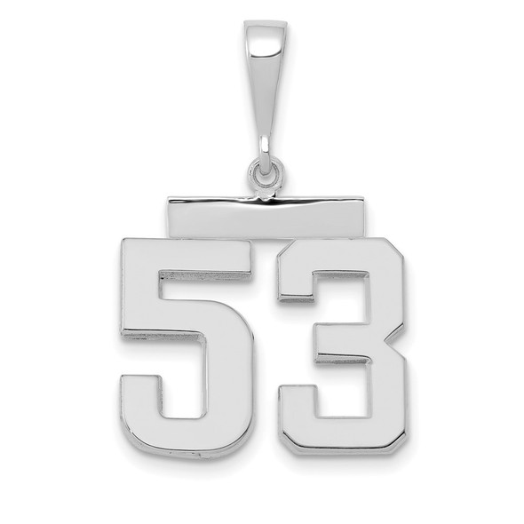 14k White Gold Medium Polished Number 53 Pendant