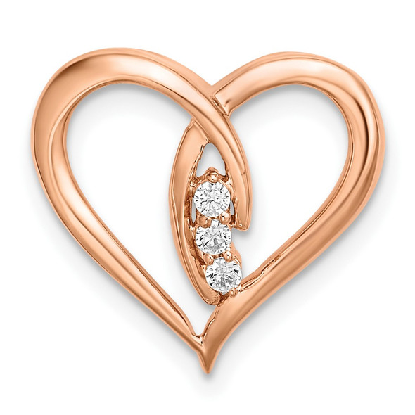 14k Rose Gold Diamond Polished Heart Chain Slide Pendant