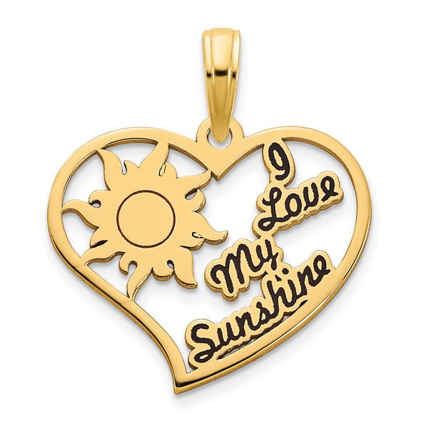 14k Yellow Gold Epoxy I Love My Sunshine Heart Pendant