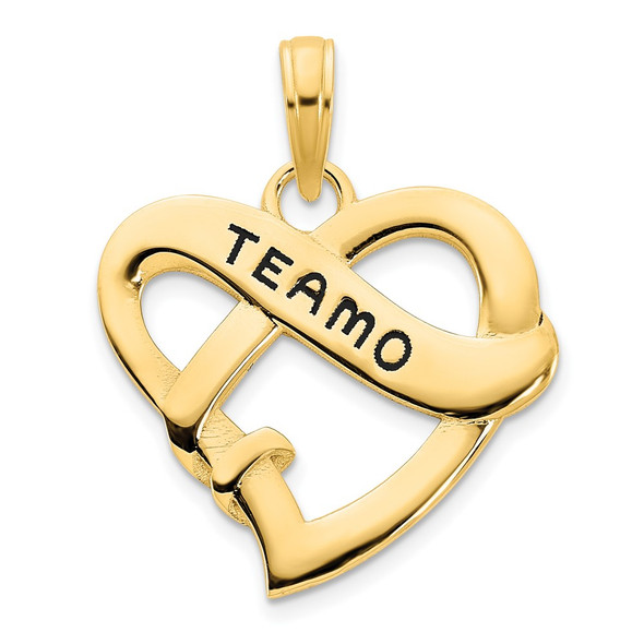 14k Yellow Gold Epoxy Te Amo Heart Pendant D5124