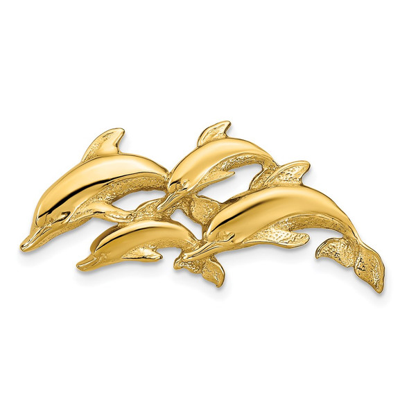 14k Yellow Gold Dolphins Slide Pendant