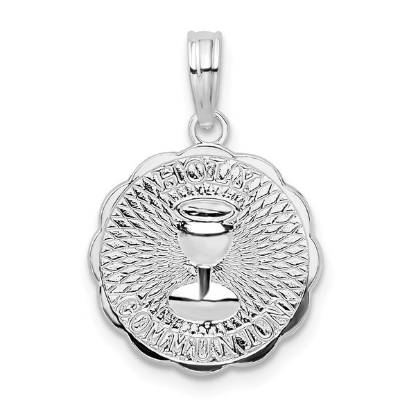 Sterling Silver Rhodium-plated Scalloped Holy Communion Pendant