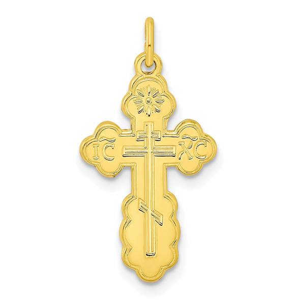 Sterling Silver Gold-tone Polished Solid Miraculous Symbols Cross Pendant