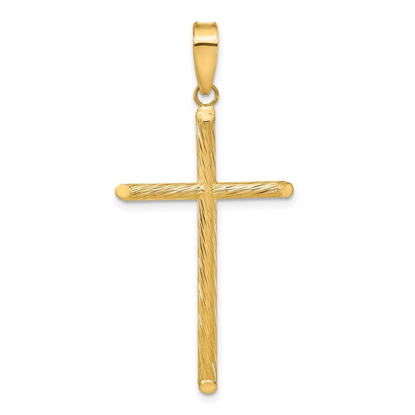 14k Yellow Gold Polished & Textured Fancy Cross Pendant K9950
