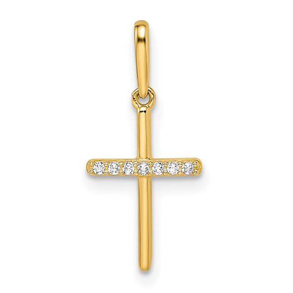 14k Yellow Gold CZ Cross Pendant K9959