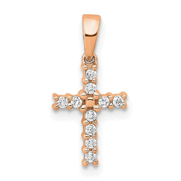 14k Rose Gold Diamond Latin Cross Pendant