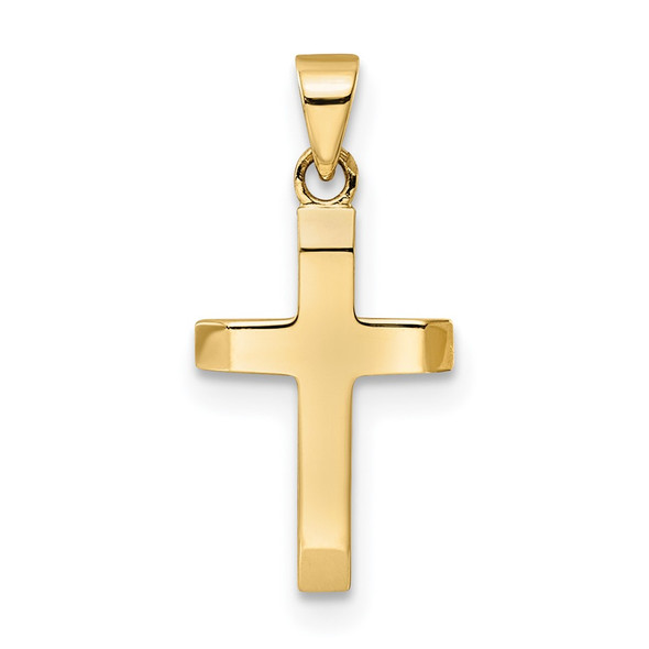 14k Yellow Gold Polished Tapered Ends Hollow Cross Pendant K9953