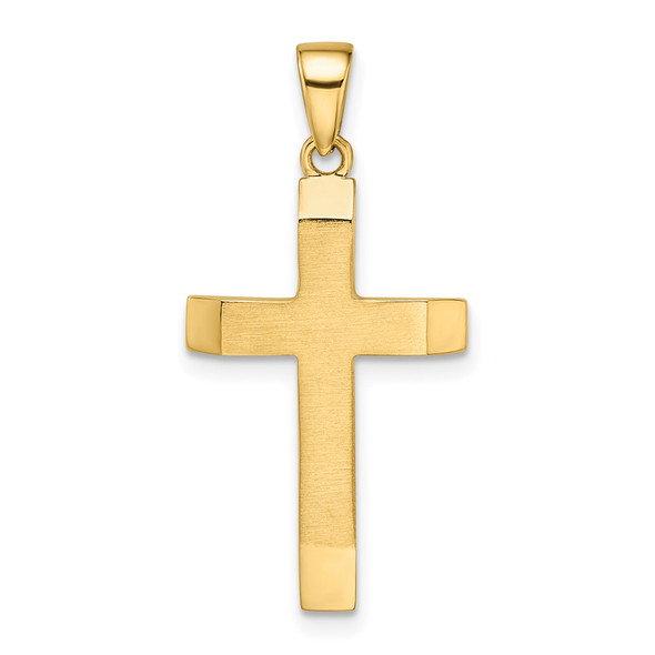 14k Yellow Gold Satin/Polished Beveled Medium Latin Cross Pendant