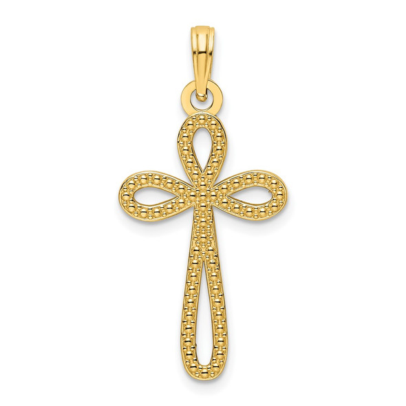 14k Yellow Gold Beaded Cross Pendant K9832