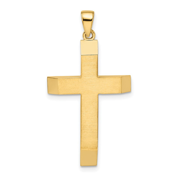 14k Yellow Gold Satin/Polished Beveled Large Latin Cross Pendant