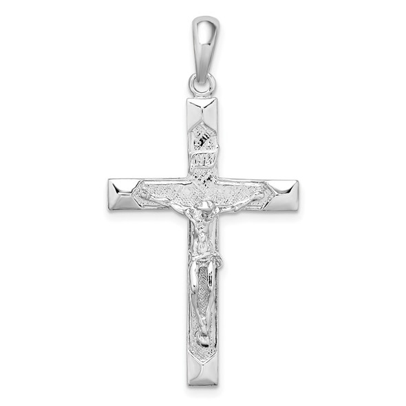 Sterling Silver Polished Textured Latin Crucifix Pendant
