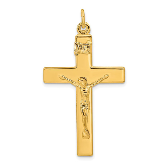 Sterling Silver Gold-plated Polished INRI Crucifix Cross Pendant