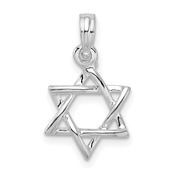 Sterling Silver Polished 3D Cut-out Star of David Pendant