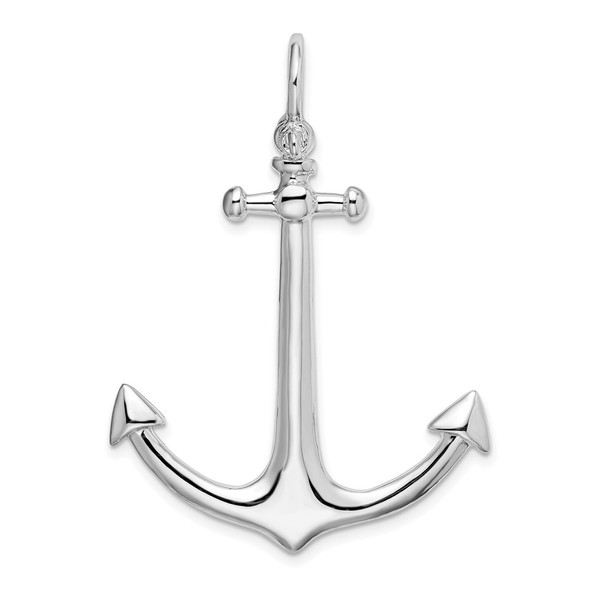 Sterling Silver Polished 3D Large Anchor Pendant