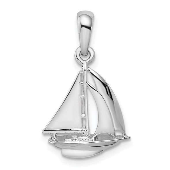 Sterling Silver Polished 3D Sailboat Pendant QC9872